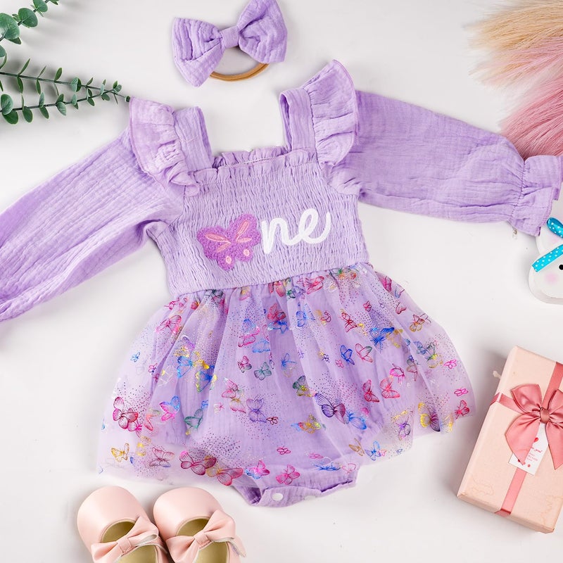 HONGTEYA Baby Girl 1st Birthday Outfit First Birthday Gifts Long Sleeve Tulle Dress One Year Old Bodysuit Clothes - Image 3