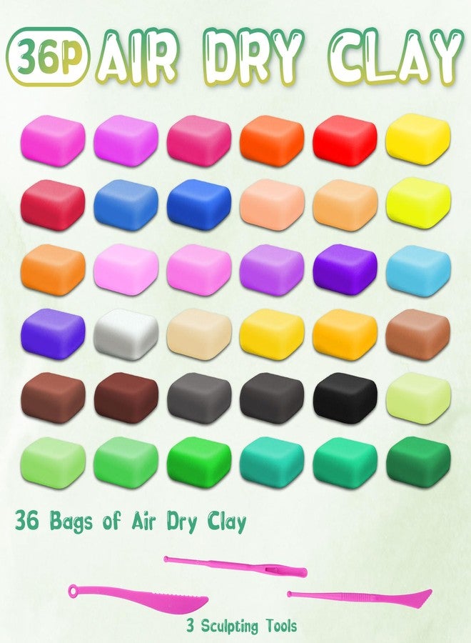 Cocurb Air Dry Clay - 36 Colors Modeling Clay for Kids, Boys and Girls, Air Dry Clay Bulk Kit for Adults with 3 Sculpting Tools and Instructions, Safe, Non-Toxic, DIY Model Magic Clay Gifts Kids Toys - Image 2