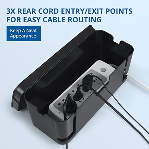 ZhiYo Cable Management Box Black, 2Pack Cord Organizer Box - Extra Large and Medium Size, Cord Hider Box to Conceal Power Strips on Desk or Floor, Made from Electrically Safe ABS Material - Image 3