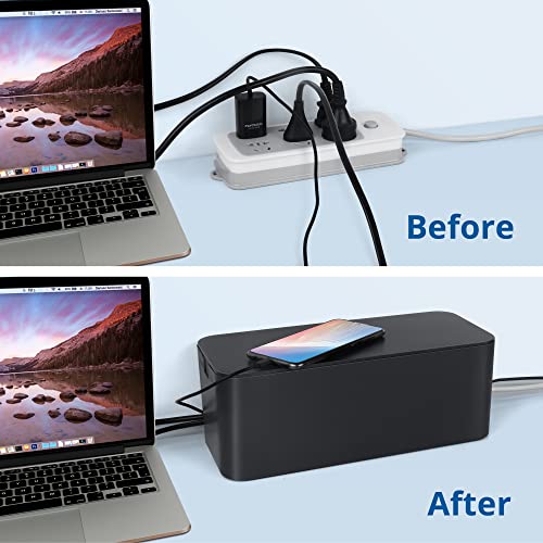 ZhiYo Cable Management Box Black, 2Pack Cord Organizer Box - Extra Large and Medium Size, Cord Hider Box to Conceal Power Strips on Desk or Floor, Made from Electrically Safe ABS Material - Image 4