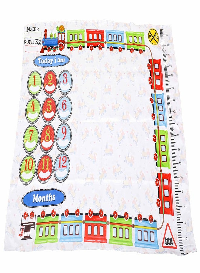 Keshav Creation Baby Boy's and Baby Girl's Monthly Milestone Forever Love Growth Chart Picture Blanket with Month Marker Multicolour 0 to 12 Months_Train_1 - Image 2
