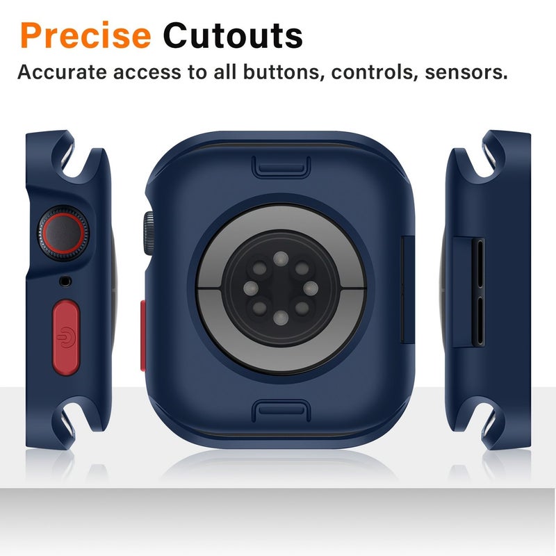 3 Pack Supreme Protective TPU Case For Apple Watch Models 46mm Shockproof Soft Cover Stylish Design Black Navy Orange - Image 4