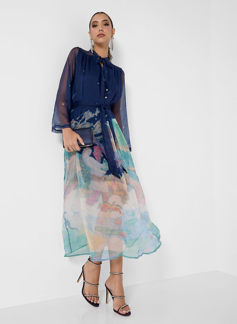 خزانة فستان شيفون مطبوع - Image 4