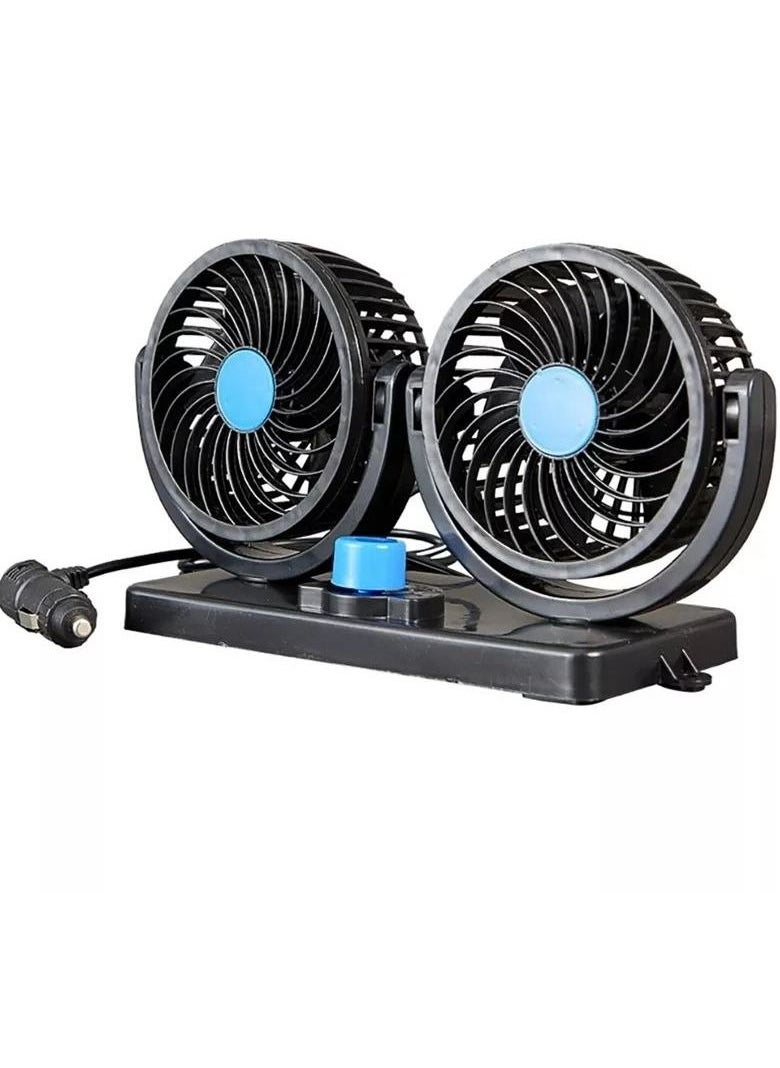 Generic - 12V Electric Car Fan Rotatable 2 Speed Dual Blade - Image 1