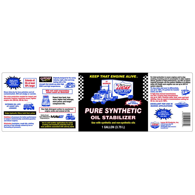 Lucas Oil 10131 Pure Synthetic Oil Stabilizer - 1 Gallon - Image 3
