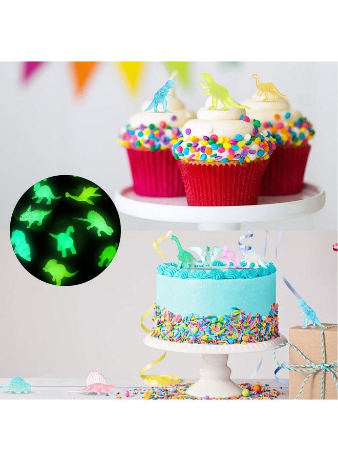 Skylety 32 قطعة دمى ديناصورات صغيرة مضيئة تتلألأ في الظلام مجموعة دمى ديناصورات مصنوعة من البلاستيك لهدايا حفلات أعياد الميلاد، أكياس ضيافة، زينة كعكة، حشو بيناتا، هدايا للأطفال الأولاد والبنات، 16 نمط - Image 5