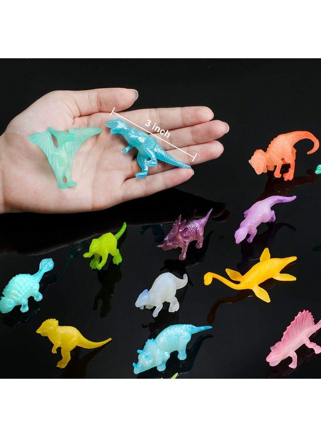 Skylety 32 قطعة دمى ديناصورات صغيرة مضيئة تتلألأ في الظلام مجموعة دمى ديناصورات مصنوعة من البلاستيك لهدايا حفلات أعياد الميلاد، أكياس ضيافة، زينة كعكة، حشو بيناتا، هدايا للأطفال الأولاد والبنات، 16 نمط - Image 4