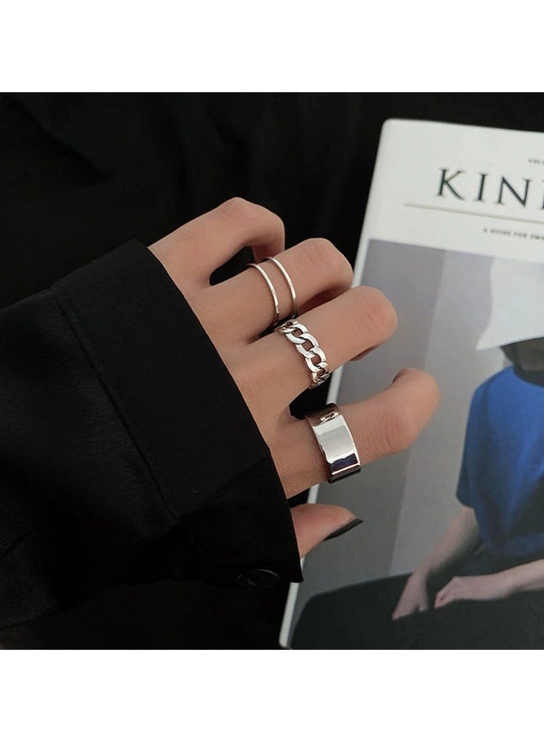 Goolsky Punk Minimalist Couple Ring – Cool Statement Band for Women | Korean Hip-Hop Style  - Image 1