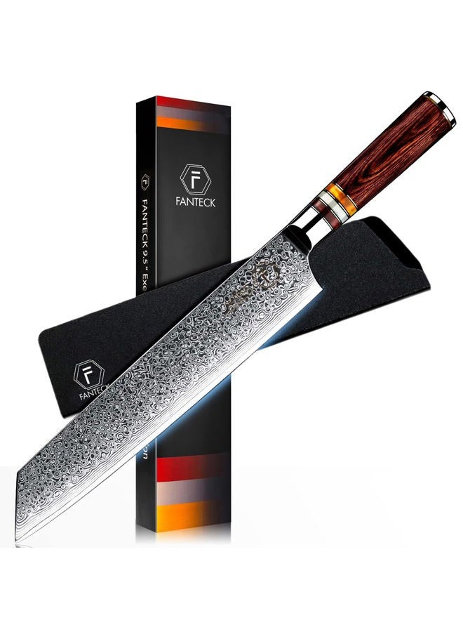 F FANTECK 9.5" Kiritsuke Chef Knife,Kitchen Knife Damascus Pro Sharp VG10 High Carbon Stainless Steel 67-Layer Meat Sushi Fruit Cutting Chef Knife[Gift Box & Plastic Cover]Ergonomic Pakkawood Handle - Image 1