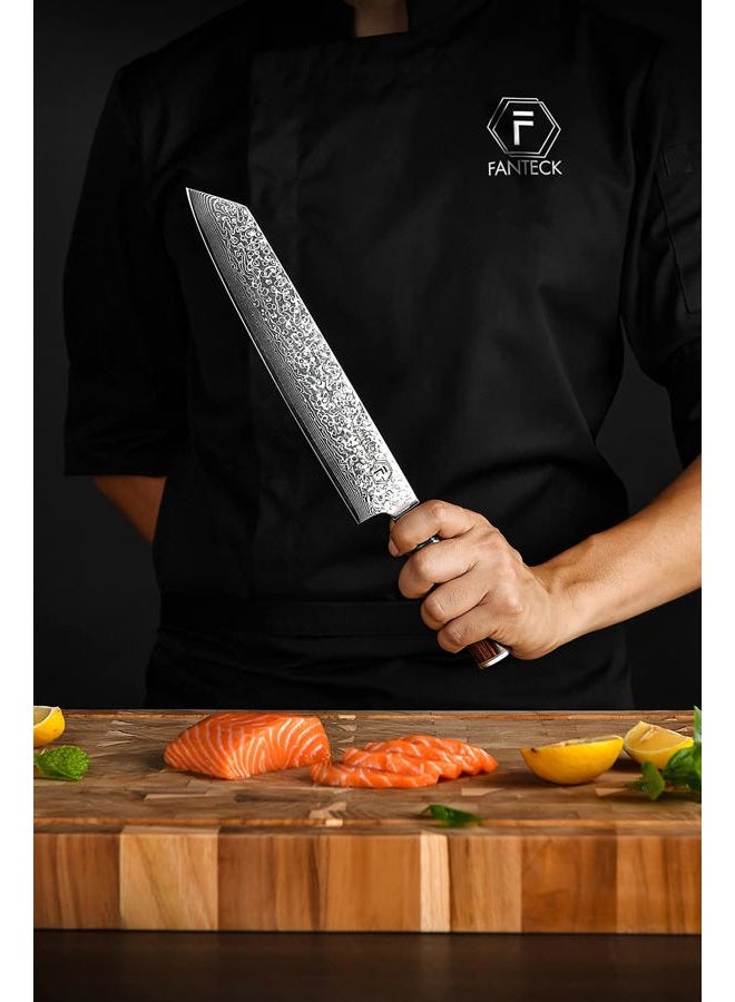 F FANTECK 9.5" Kiritsuke Chef Knife,Kitchen Knife Damascus Pro Sharp VG10 High Carbon Stainless Steel 67-Layer Meat Sushi Fruit Cutting Chef Knife[Gift Box & Plastic Cover]Ergonomic Pakkawood Handle - Image 3