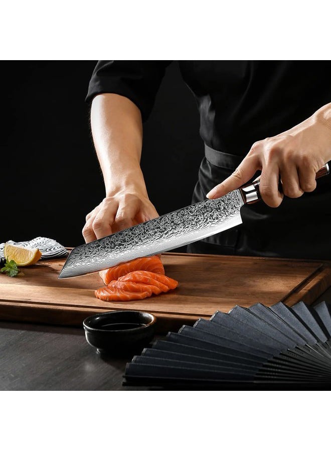 F FANTECK 9.5" Kiritsuke Chef Knife,Kitchen Knife Damascus Pro Sharp VG10 High Carbon Stainless Steel 67-Layer Meat Sushi Fruit Cutting Chef Knife[Gift Box & Plastic Cover]Ergonomic Pakkawood Handle - Image 2