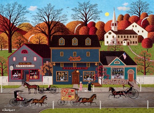 Buffalo Games - 1000 Piece Jigsaw Puzzle - Charles Wysocki Valley Farm Street - Challenging Fall and Autumn Puzzles for Adults - Finished Size is 26.75 x 19.75 - Image 1
