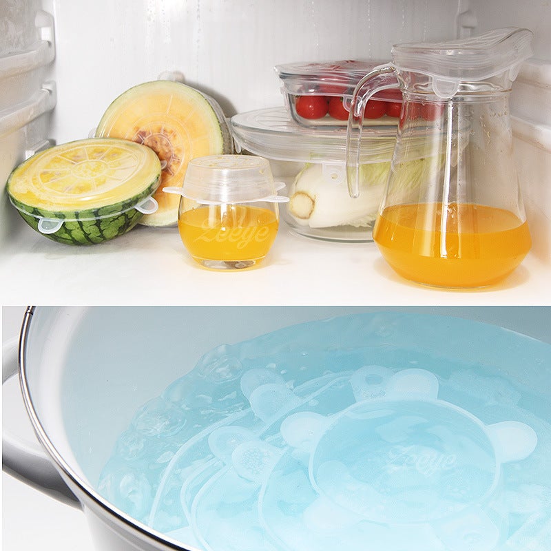 Selling Kitchen Utensils Fresh-Keeping Cover Six-Piece Set Silicone Sealing Cover Anti-Overflow Cover Round Plastic Wrap Factory - Image 5