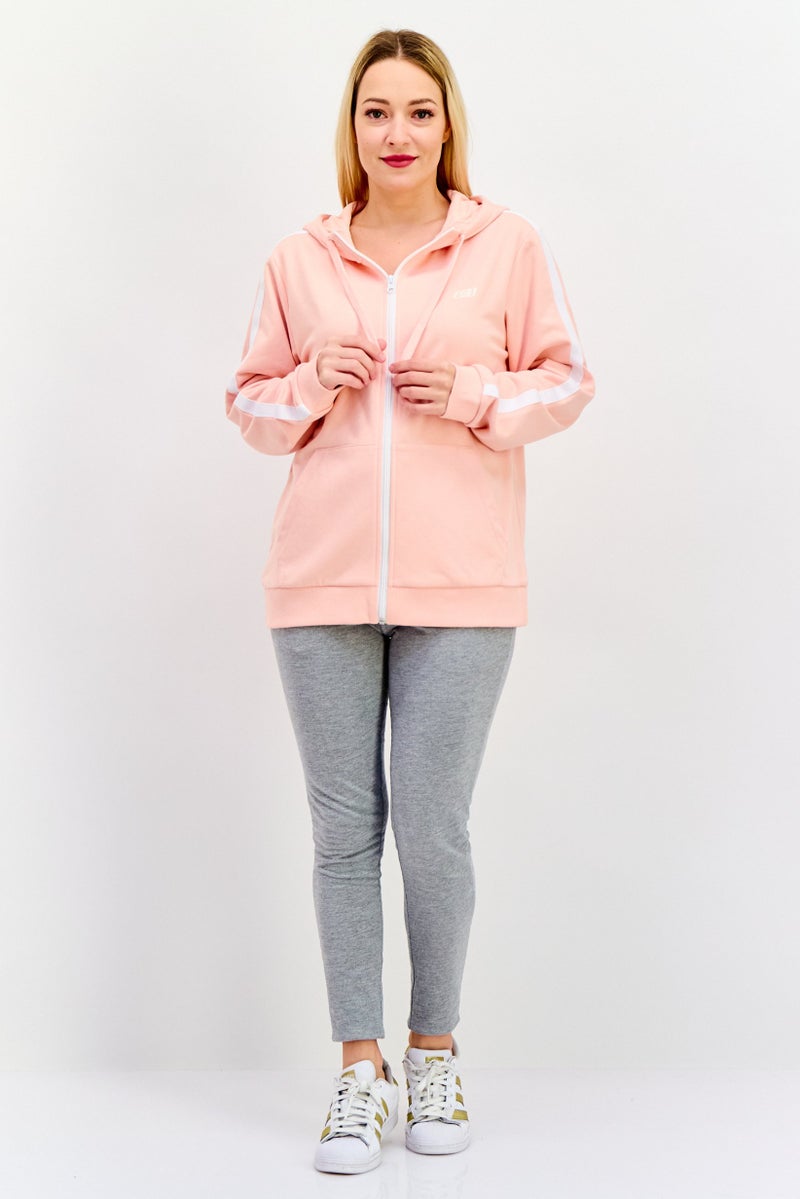 SKECHERS ملابس رياضية نسائية بأكمام طويلة مناسبة، خارجية، سويت شيرت، وردي - Image 4