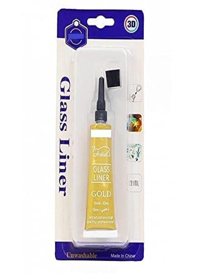 PEACORA 1PC Glass Liner Colors 3D Glass Paint Outliner Art and Crafts Supplies,Non-Toxic,Opaque Finish, Heat-Resistant Formula Color 21ml x 1 Tubes (Gold) - Image 1