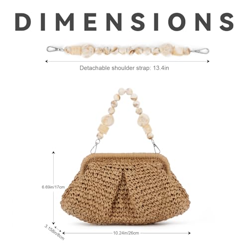 LUI SUI Straw Dumpling Clutch Bag - Woven Straw Tote Clutch Purse for Women - Summer Beach Bag - Wicker Clutch - Image 4