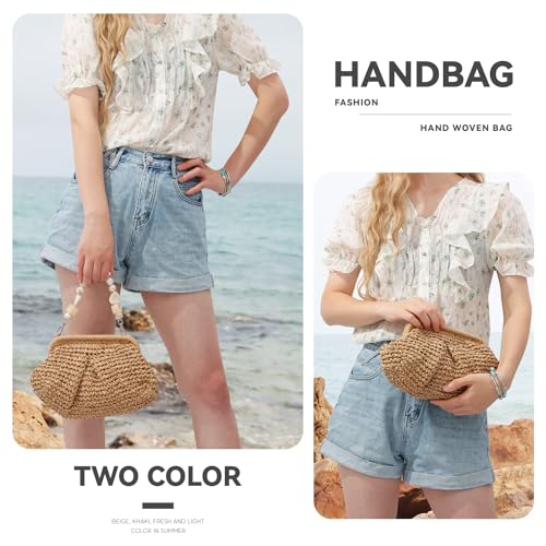 LUI SUI Straw Dumpling Clutch Bag - Woven Straw Tote Clutch Purse for Women - Summer Beach Bag - Wicker Clutch - Image 2
