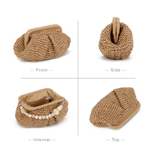 LUI SUI Straw Dumpling Clutch Bag - Woven Straw Tote Clutch Purse for Women - Summer Beach Bag - Wicker Clutch - Image 3