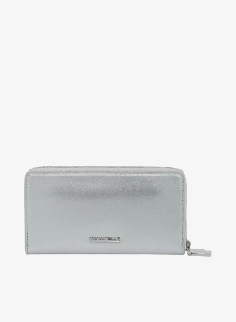 Coccinelle Silver C-Me Zip Around Continental Wallet for Women | Best Price UAE
