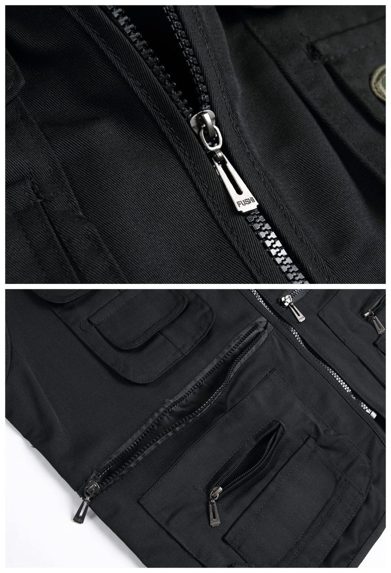 LISUHEPEAL Men's Fishing Vest Summer Outdoor Work Safari Travel Photo Vests with Multi Pockets (XL,S18-Black,) - Image 5