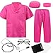 ZZIHAN Kids Doctor Costume Rose Medical Scrubs Outfit with Stethoscope Mask Cap Glassesfor Halloween Career Day Pretend Play Nurse Dentist Vet DressUp for Toddler Boys Girls 34T - Image 3
