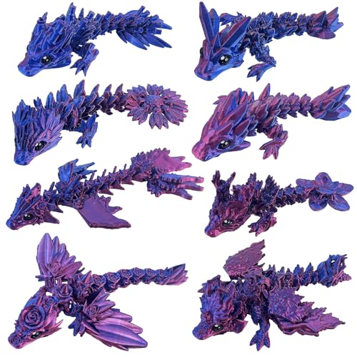 YVBBHE 8 Pcs 3D Printed Fidget Dragons with Eyes Toy Set Small 3D Prints Animal Models for Executive Home Office Cute Mini Stress Relief 3d Printer Animals Toys Decor for Adults KidsB - Image 1