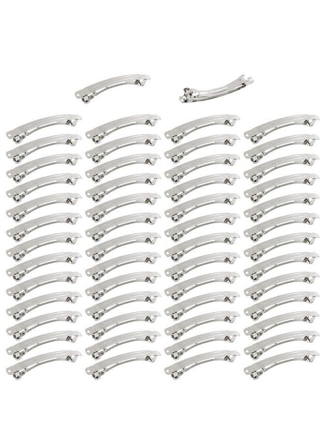 Lawie - 50 Pack 4 Inch Large Silver Blank Rectangle Metal French Barrette 10Cm Hair Clips Diy Crafts Plain Barrettes For Bows Thick Hair Snap Clips Ponytail Holder Hairclips Accessories For Women Girls - Image 1