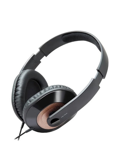 Headphones HQ 1600 With Secure Volume Control Firmly Wired Headphones With a Flexible And Adjustable Design Black