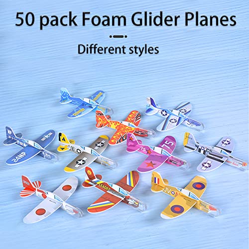 Manmel 50 Pcs Foam Gliders Planes Toys for Kids Paper Airplane Party Favors Goodie Bag Stuffers Outdoor Flying Toys Bulk for Classroom Prizes Boys and Girls - Image 5