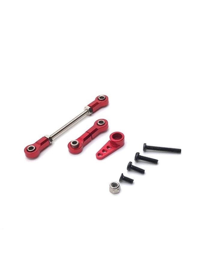Mosquito Car 1/28 Remote Control Frame Metal Modification Steering Connecting Rod Steering Gear Pull Rod Steering Gear Arm-Color:Red  - Image 1