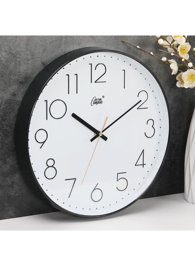 Compas Radio-controlled Clock Automatic Time Setting Simple Wall Clock Living Room Examination Room Clock Wall-mounted 2731 Black 35cm - Image 2