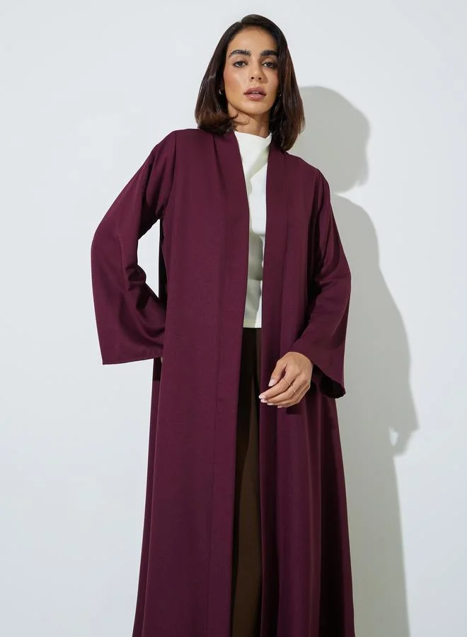 Amirah Burgundy Solid Front Open Abaya