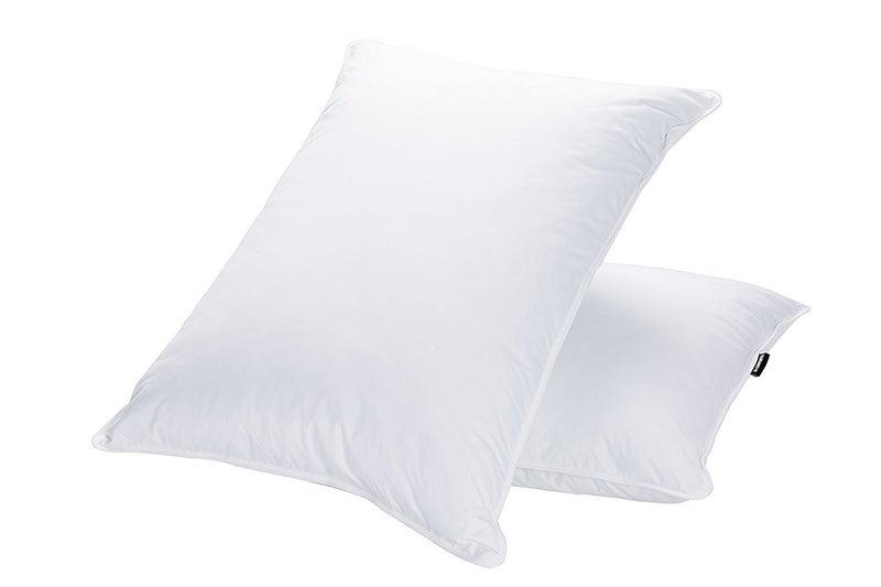 JA COMFORTS Goose Feather and Down Pillow Set of 2 Standard Size 26 L x 20 W 35 OZ 100 Cotton Cover Plush Machine Washable White - Image 1