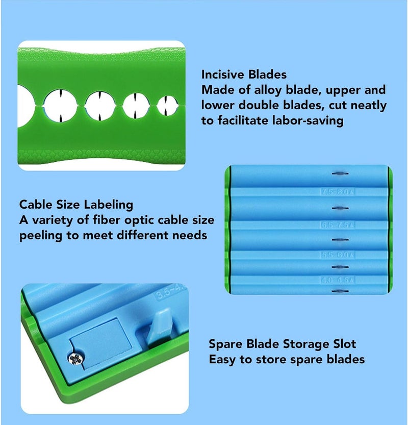 Cable Tube Slitter ABS Tungsten Steel Fiber Center Tube Stripper Mid Span Cable Cutting Tool for Fiber Optic Connection Testing Maintenance Work 6 Sizes 3.5 11mm - Image 5