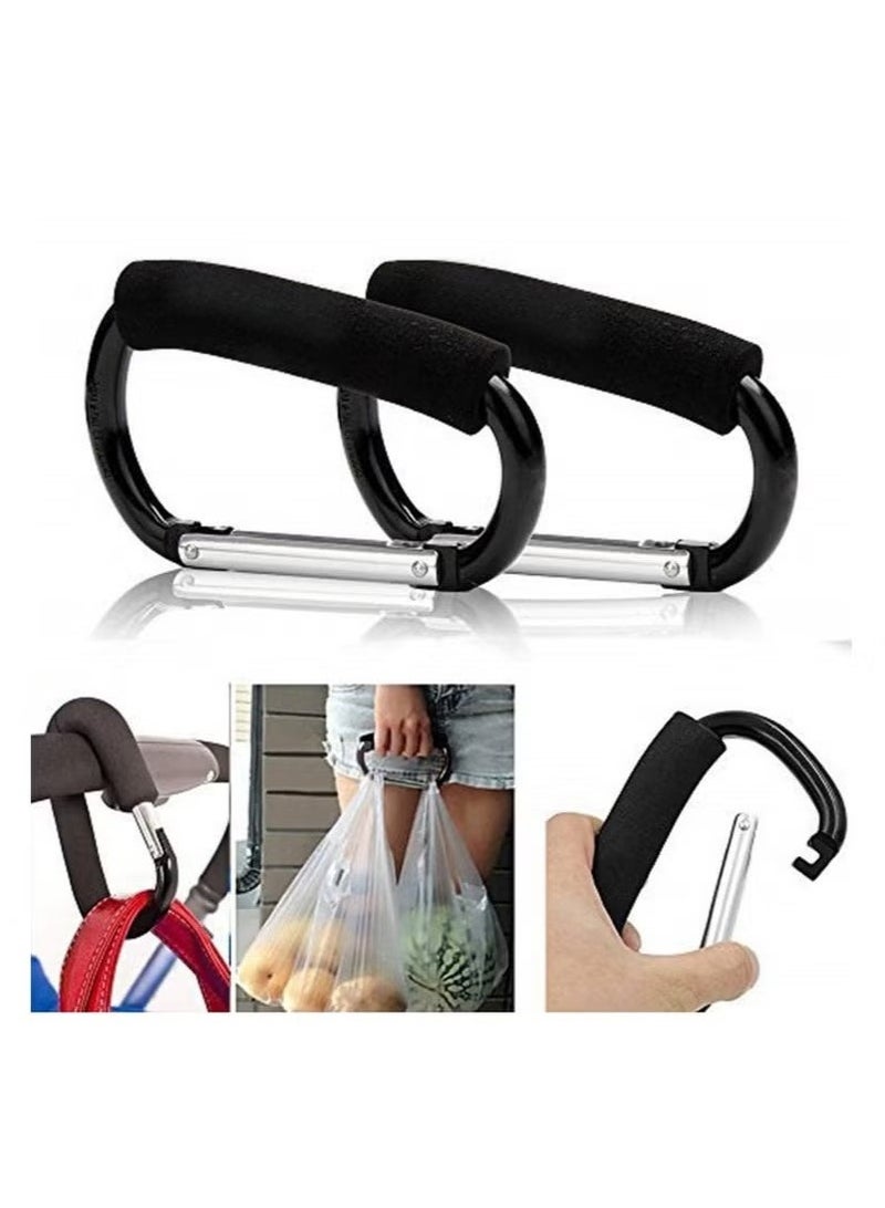 2PCS Shopping Bag Holder Handle Carrier Tool Multi Purpose Snap Hook Stroller Hook Set Organizer Accessories with Soft Foam Grip for Hanging  - Image 1