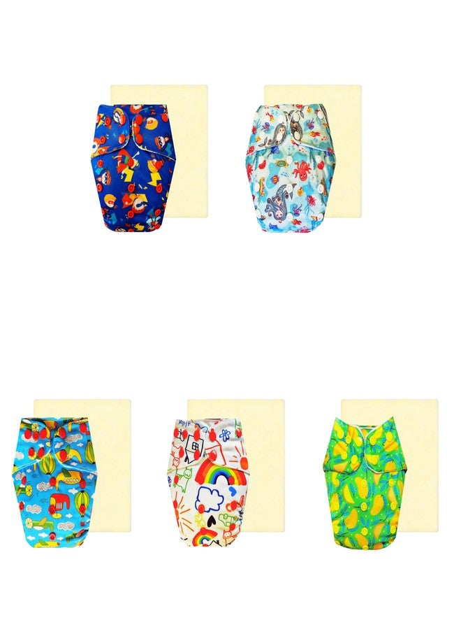 Dumbledo Elite Cloth Diaperwith Magical Soaker (Pack of 5) | Snug Fit | 6-Layer Absorbent Pad | Quick Dry | Designed by Moms | 3 Months - 3 Years | Unisex Baby - Image 1