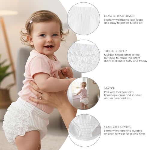 SOBOWO Baby Bloomers 3-Pack Ruffle Diaper Cover for Toddler Girls Cute Solid Infant Newborn Girl Underwear 0-24 Months(12-18 Months, Pink/White/Purple) - Image 3