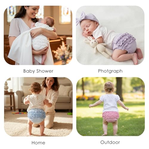 SOBOWO Baby Bloomers 3-Pack Ruffle Diaper Cover for Toddler Girls Cute Solid Infant Newborn Girl Underwear 0-24 Months(12-18 Months, Pink/White/Purple) - Image 2
