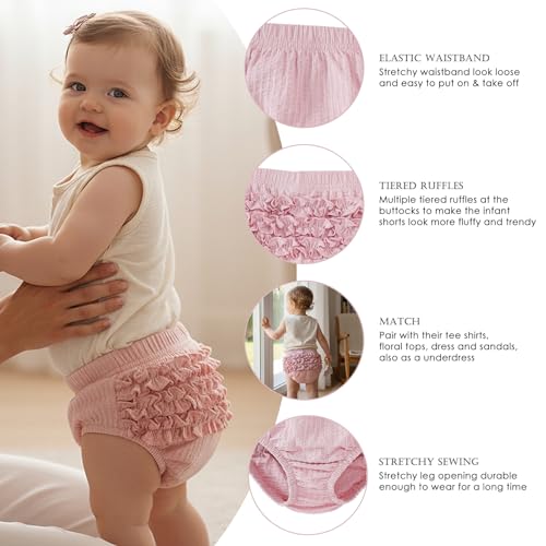 SOBOWO Baby Bloomers 3-Pack Ruffle Diaper Cover for Toddler Girls Cute Solid Infant Newborn Girl Underwear 0-24 Months(12-18 Months, Pink/White/Purple) - Image 5