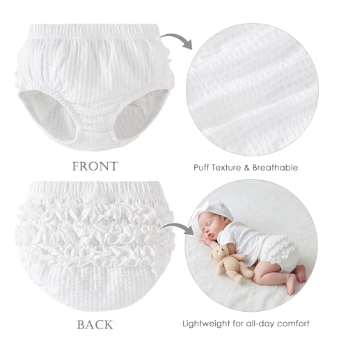 SOBOWO Baby Bloomers 3-Pack Ruffle Diaper Cover for Toddler Girls Cute Solid Infant Newborn Girl Underwear 0-24 Months(12-18 Months, Pink/White/Purple) - Image 4