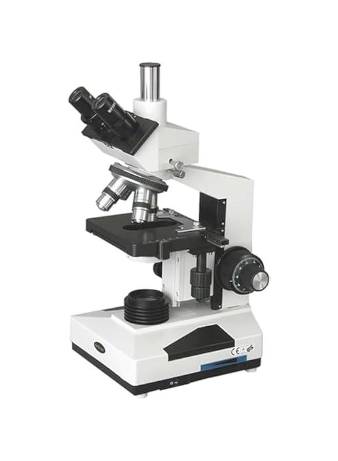 Arabest T400AB Compound Trinocular Microscope, WF10x, WF16x, and WF20x Eyepieces, 40X-2000X Magnification, Brightfield, Halogen Illumination with Rheostat, Abbe Condenser, Double-Layer Mechanical Stage, Sliding Head, High-Resolution Optics - Image 1