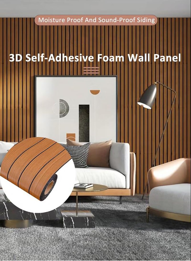 Thick Foam Wall Panel, 40x300 cm Peel and Stick Wood Slat Effect Foam Panels 3D Textured Panel for Ceiling TV Walls Background - Image 2