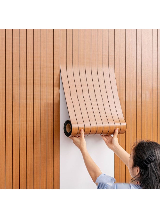 Thick Foam Wall Panel, 40x300 cm Peel and Stick Wood Slat Effect Foam Panels 3D Textured Panel for Ceiling TV Walls Background - Image 1