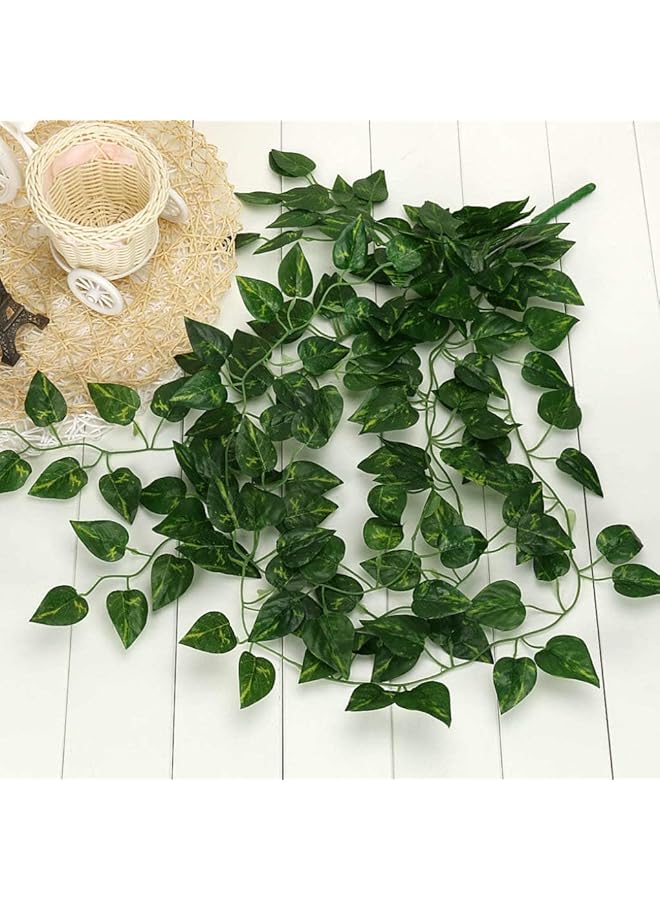 إيروريكس 12 قطعة 2.2 متر من نباتات اللبلاب الاصطناعي الخضراء المزيفة المعلقة على خلفية لغرفة النوم وديكور الحائط وأوراق خضراء لحفلات الزفاف ذات الطابع الغابي 174 03 - Image 3