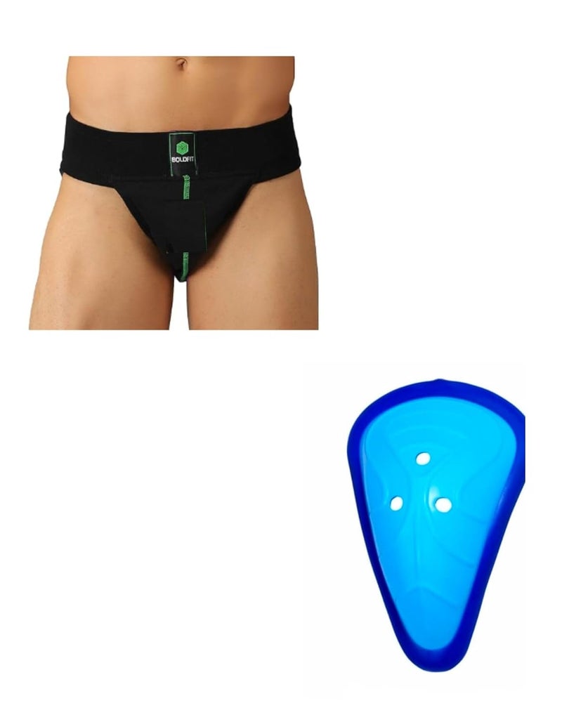 CRAZX Combo of Men's Supporter and L-Guard (Youth) for Cricket, Running and Other Sport, L-Guard and Men's Supporter for Sports and Training | Sports & Athletic Groin Protection (XL) - Image 1
