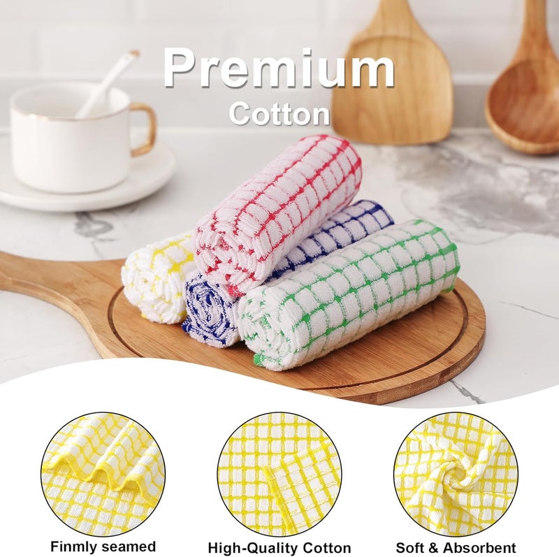 Kitinjoy Cotton 12 Pack Kitchen Towels and Dishcloths Sets 16 x 25 Inch  12 X 12 Inch Dish Towels Bulk Super Soft and Absorbent Hand Towels for Kitchen Drying Yellow - Image 2