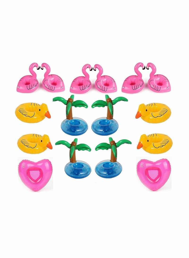 واي آند دي Inflatable Cup Holder 16 Pack for Pool Bar Float Cooler Food Tray Floating Drink Floats Beer Bottle Summer Party Toy Kids Adults - Image 1