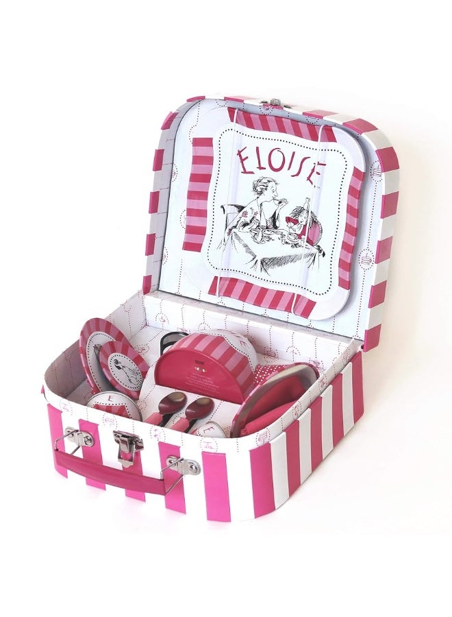 YOTTOY Eloise Collection 12Piece Kids Tin Tea Set Toy with Illustrations Sturdy Carrying Case - Image 4