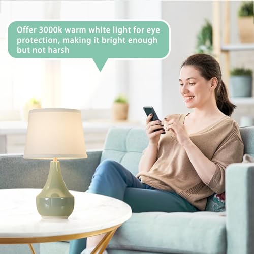 GyroVu Table Lamp Set of 2, 18.63” Ceramic Table Lamp Classic Beside Lamps Nightstand Lamp Modern Lamp for Living Room, Bedroom & Office Rocker Swtich Sage Green-LED Bulbs Included - Image 4