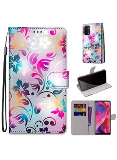 HuHa Case Cover For OPPO A93 5G / A93s 5G / A54 5G / A74 5G Coloured Drawing Cross Texture Horizontal Flip PU Leather Case with Holder & Card Slots & Wallet & Lanyard Gradient Colorful Flower 